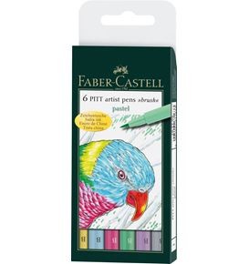 6-Pieces Pitt Artist Pen, Brush Tip, Pastel